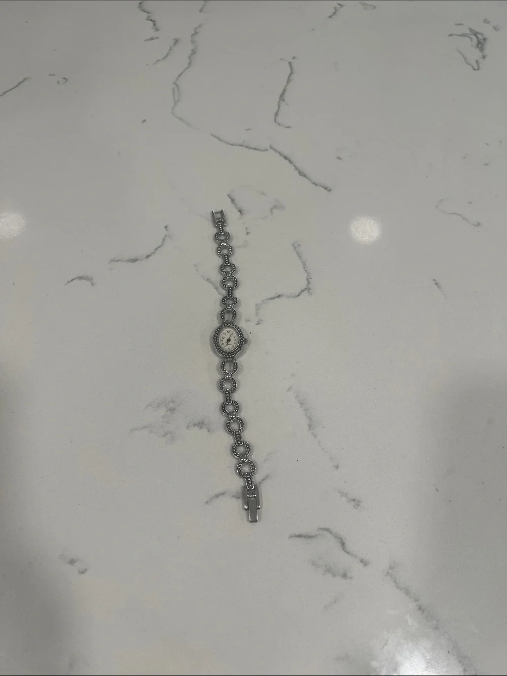 LA Express Silver-Tone Round Link Bracelet Watch
